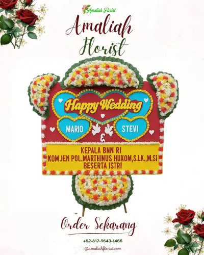 Karangan Papan Bunga Pernikahan di Ayunan